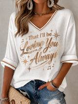 Women's Vintage Musical Art Printed T-shirt