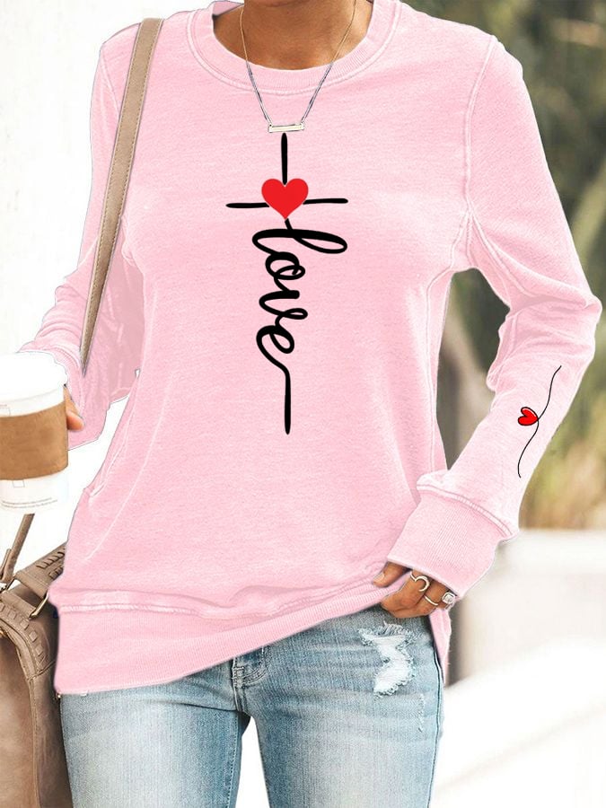 Women's Love Cross Printed Sweatshirt