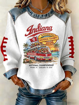Women's rugby print long-sleeved sweatshirt