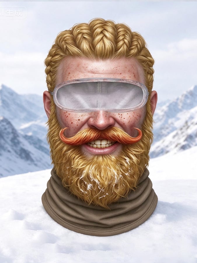 Men’s Outdoor Warm, Quirky Viking-Themed Balaclava with Expressive Design