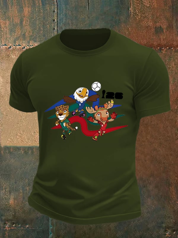 Men's  2026 World Cup Soccer Mascot printed  T-shirt