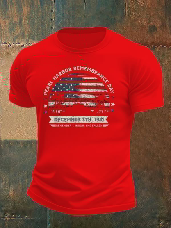 🔥Buy 3 Get 15% Off Men's  Pearl Harbor Memorial Day Hawaii USA Flag Day of Infamy   T-shirt