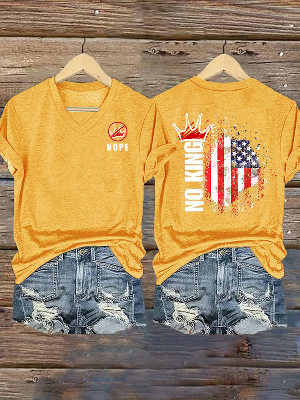 Women's  NOPE No King American Flag  Print T-Shirt