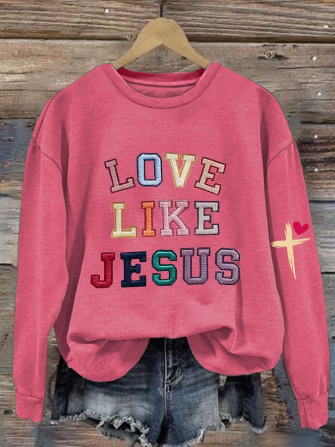 Women's Valentine's Day Printed Round Neck Sweatshirt
