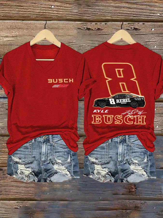 Women's Drag Racing Hero Print Casual T-shirt