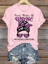 Women's Round-Neck Retro Funny Proud Member Of WDNC Club We Do Not Care Menopause Perimenopause Print T-Shirt