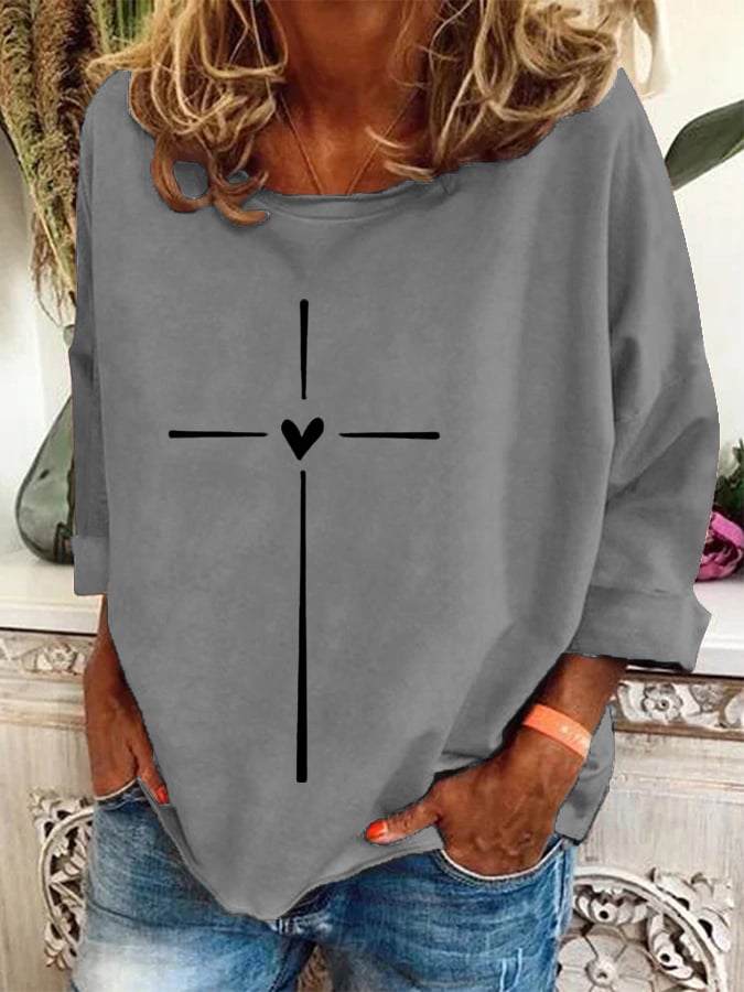 Women's Christian Cross Printed Sweatshirt