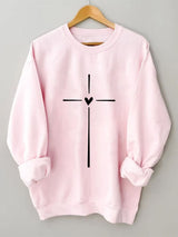 Women's Christian Faith Cross Printed Long Sleeve T-Shirt