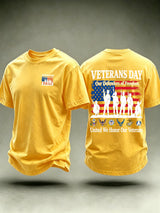 Men's Veterans Day Shirt, Our Defenders of Freedom American Flag and Soldier Silhouettes