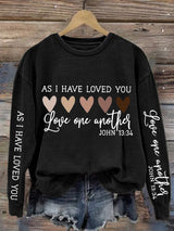 Women's Christian Valentine's Day Printed Round Neck Long Sleeve Sweatshirt