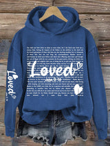 Women's Valentine's Day printed hooded sweatshirt