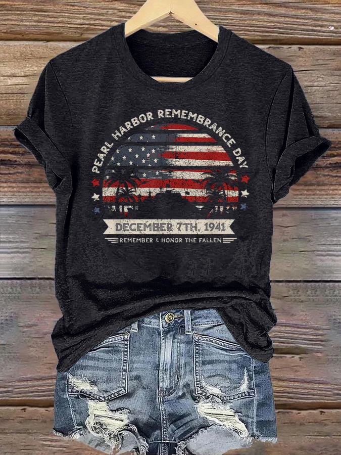 🔥Buy 3 Get 15% Off Women's  Pearl Harbor Memorial Day Hawaii USA Flag Day of Infamy   T-shirt