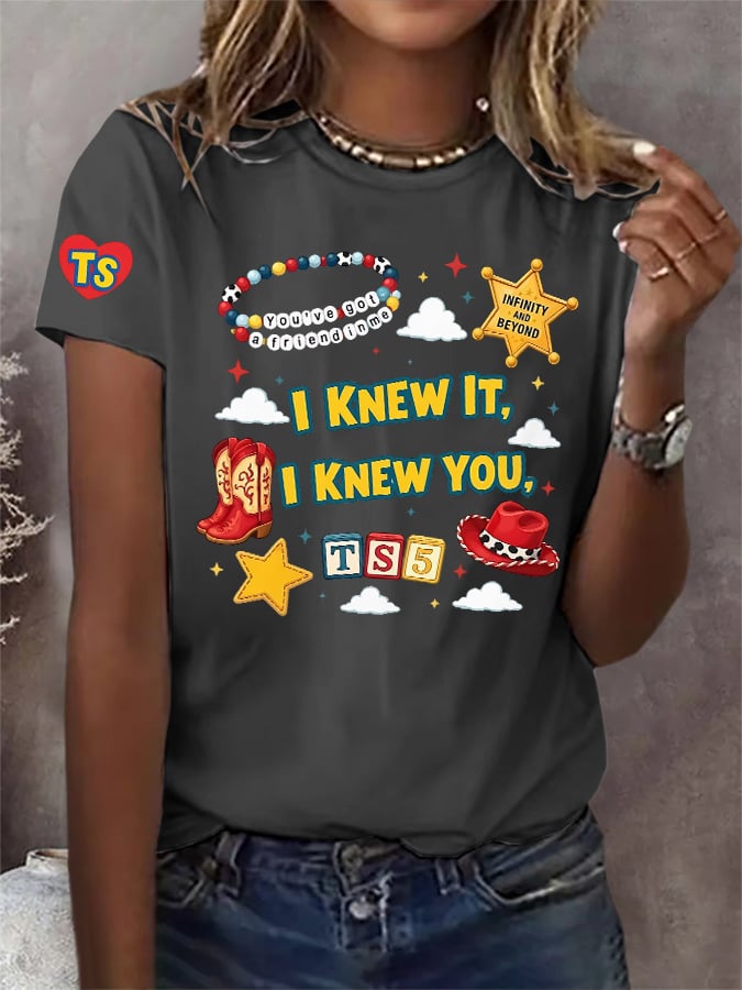 Retro I Knew It Print T-Shirt