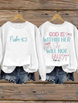 Retro God Is Within Her She Will Not Fall Psalms 46:5 Print Sweatshirt
