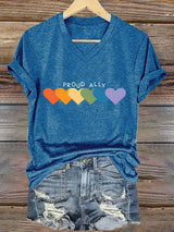 Women's Casual Pride Month Printed V-Neck Short Sleeve T-Shirt