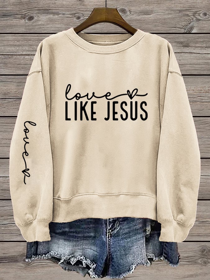 Women's Valentine's Day Faith Print Crew Neck Sweatshirt