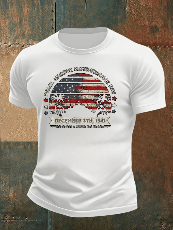 🔥Buy 3 Get 15% Off Men's  Pearl Harbor Memorial Day Hawaii USA Flag Day of Infamy   T-shirt
