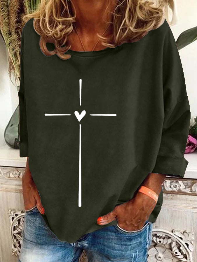Women's Christian Cross Printed Sweatshirt