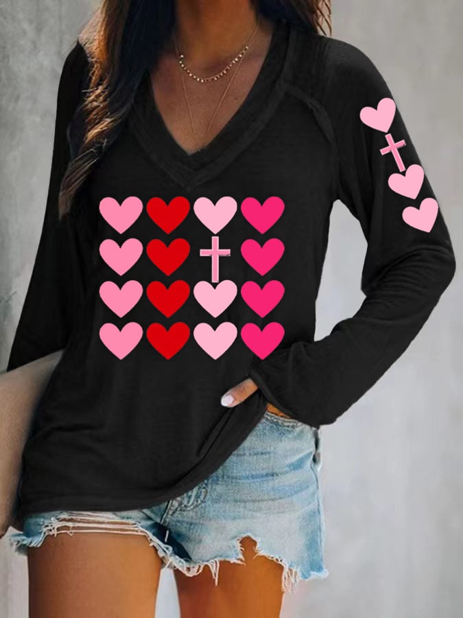 Women's Valentine's Day Love Cross Shirt