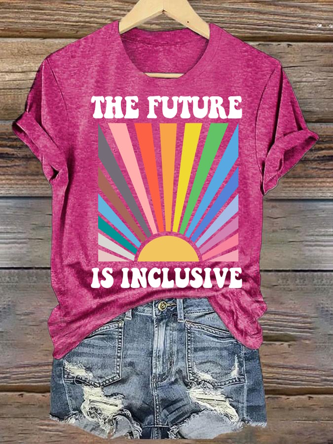 Women's  Pride Month Rainbow Print T-Shirt