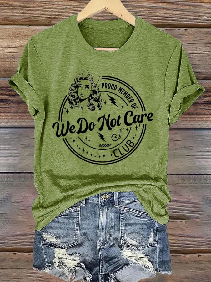 Women's  Round-Neck Retro Funny Proud Member Of WDNC Club We Do Not Care Menopause Perimenopause Print T-Shirt