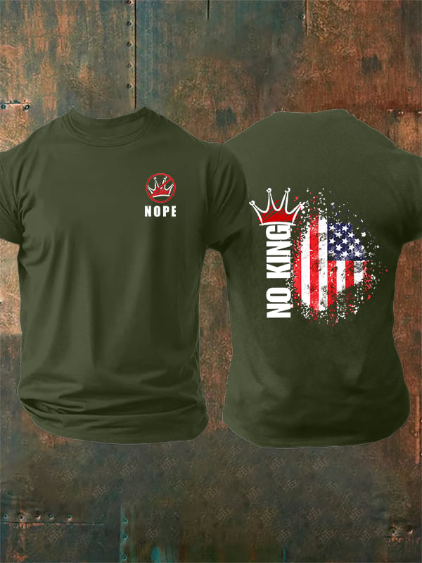 Men's  NOPE No King American Flag Print T-Shirt