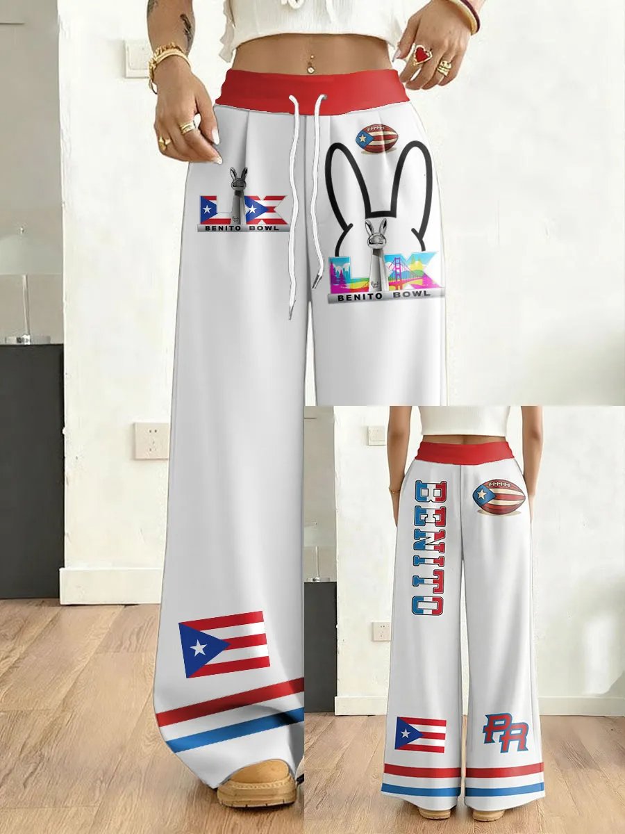 Women's Retro Puerto Rico Print Sweatpants