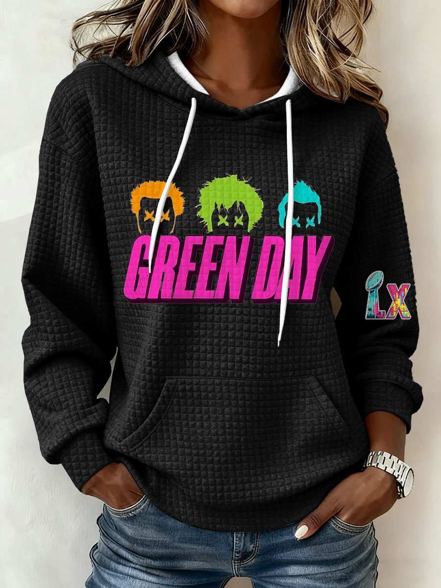 Women's Rock Band Print Hooded Sweatshirt