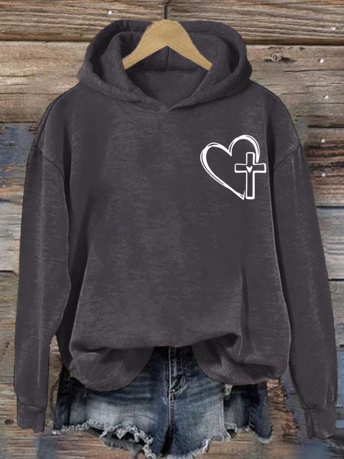 Women's  Love Cross Print Casual Sweatshirt