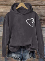 Women's  Love Cross Print Casual Sweatshirt