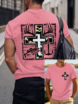 Men's Retro Faith Fishing Hunting Print T-Shirt