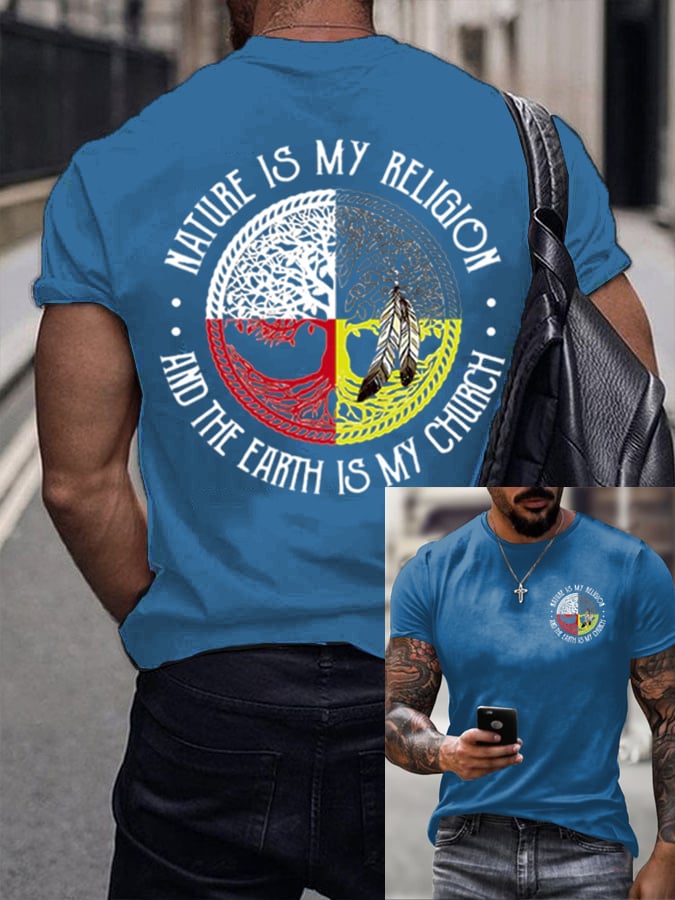 🔥Buy 3 Get 15% Off🔥Men's Nature Is My Religion And The Earth Is My Church Faith Printed Shirt