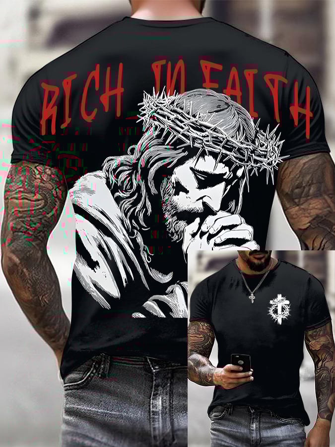 Men'S Casual "Faith For Wealth" Faith Print T-Shirt