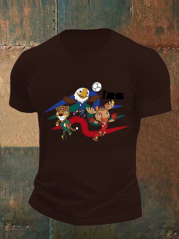 Men's  2026 World Cup Soccer Mascot printed  T-shirt