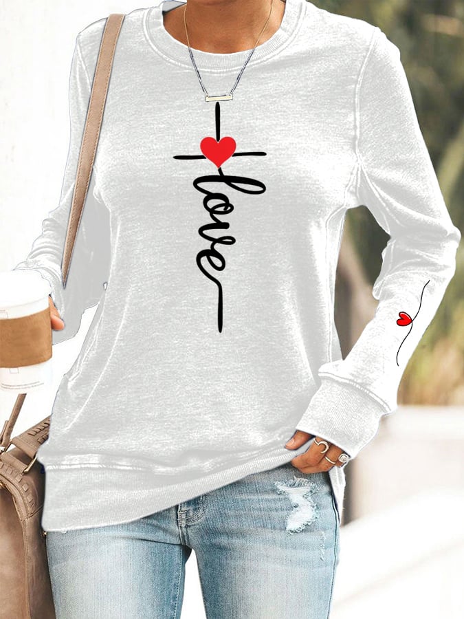 Women's Love Cross Printed Sweatshirt