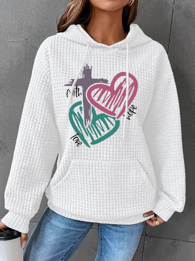 Women's Cross Heart Print Hoodie