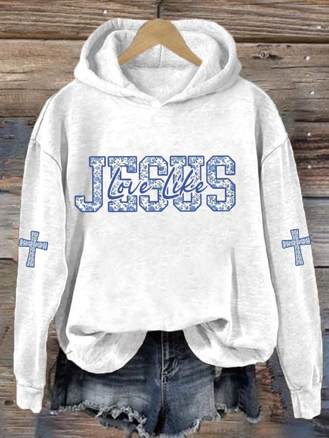 Women'S Love Like Jesus Printed Casual Hoodie