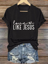 Women's Valentine's Day Faith Print V-Neck T-Shirt
