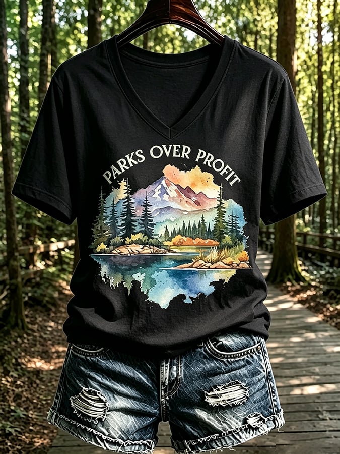 Women's National Park Print Casual T-Shirt