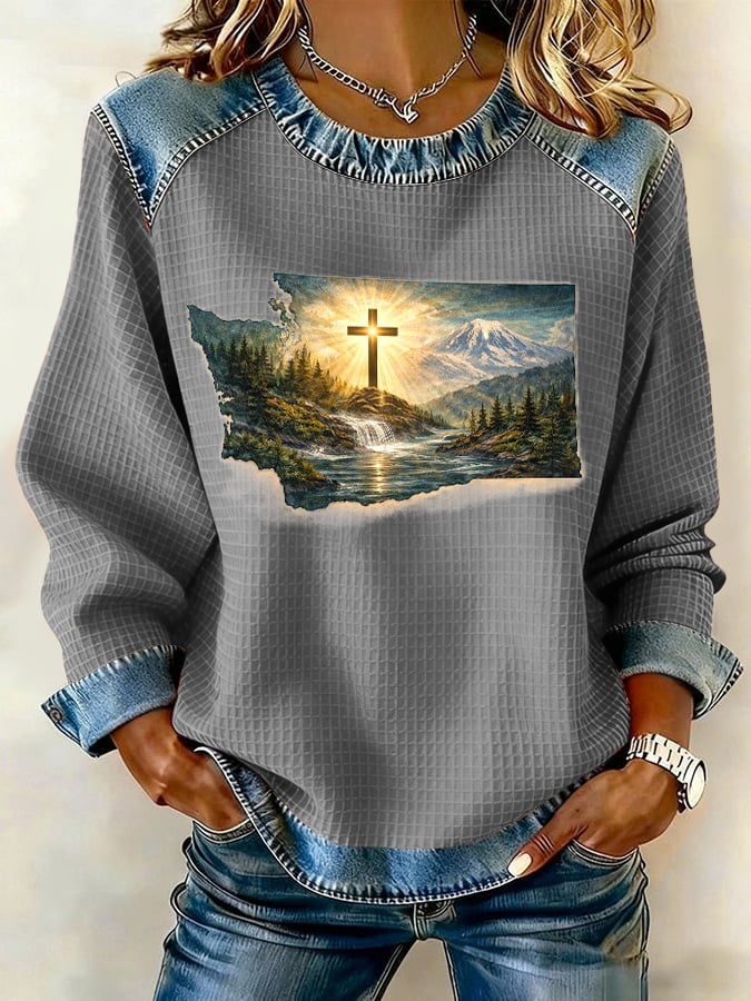 Retro Washington Strong When You Go Through Deep Waters, I Will Be With You Isaiah 43:2 Print Sweatshirt