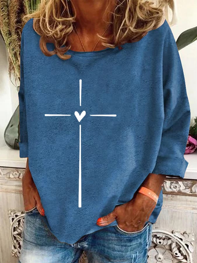 Women's Christian Cross Printed Sweatshirt