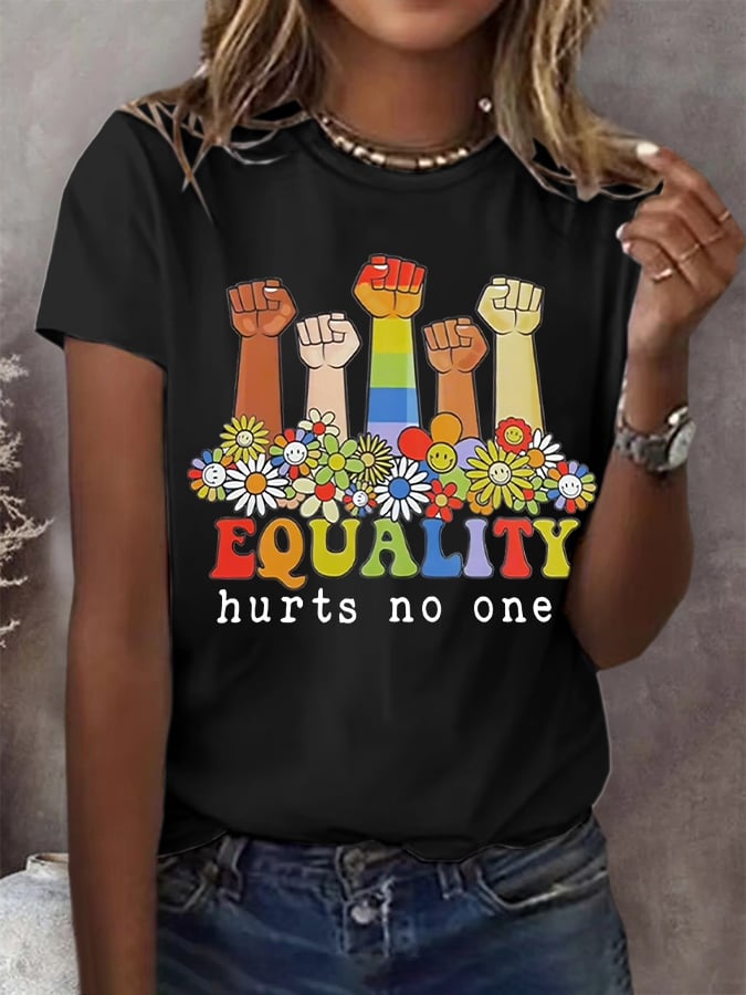 Women's Equality Hurts No One Print Round Neck T-Shirt