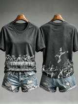 Women's Jesus Print, Gothic Art T-Shirt