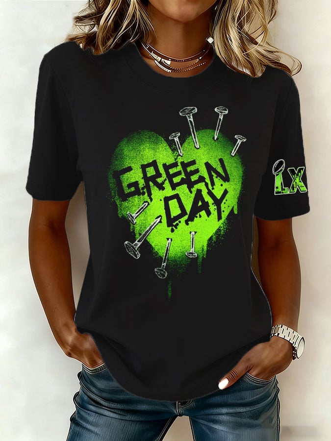 Women's Rock Band Print Casual T-Shirt