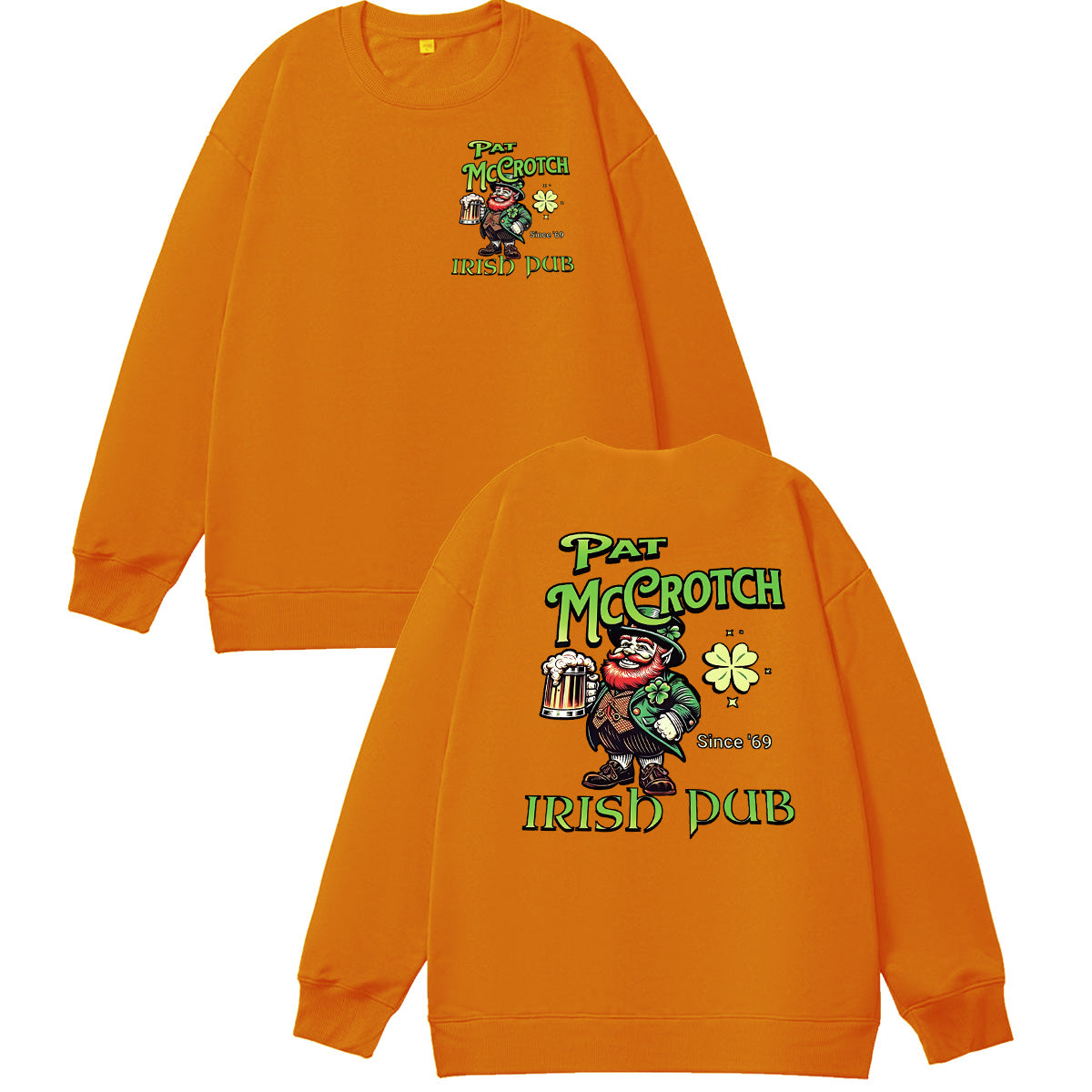 St.Patrick's Day Print Pattern 100% 300g Cotton Crew Neck Sweatshirt