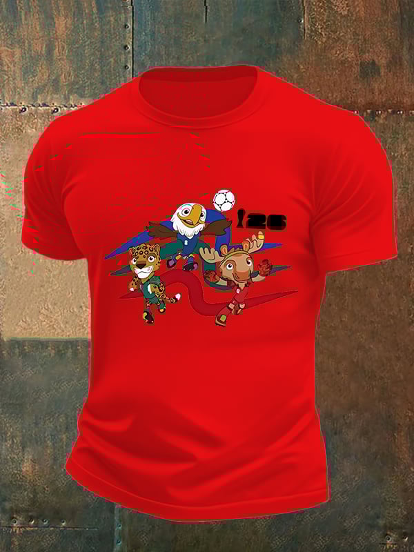 Men's  2026 World Cup Soccer Mascot printed  T-shirt
