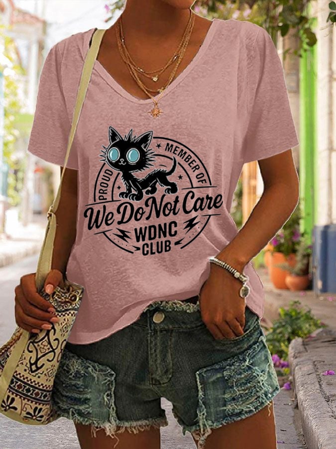 Women's  Retro Funny Proud Member Of WDNC Club We Do Not Care Menopause Perimenopause Print T-Shirt