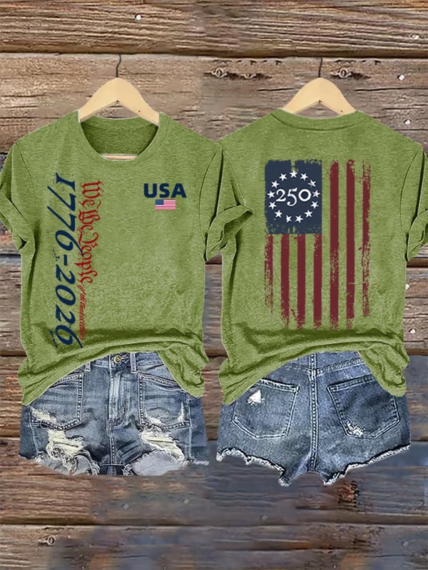Women's  USA 250TH Print Crew Neck T-Shirt