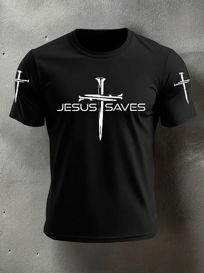 🔥Buy 3 Get 15% Off🔥Men's Faith Jesus Saves Print Casual T-Shirt