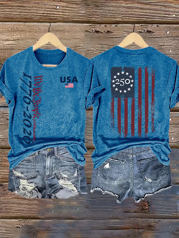 Women's  USA 250TH Print Crew Neck T-Shirt